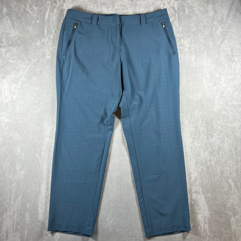 Nike Golf Tour Performance Dri-FIT Pants Womens 12 Blue Tonal Dot Zipper Pockets - Picture 1 of 12